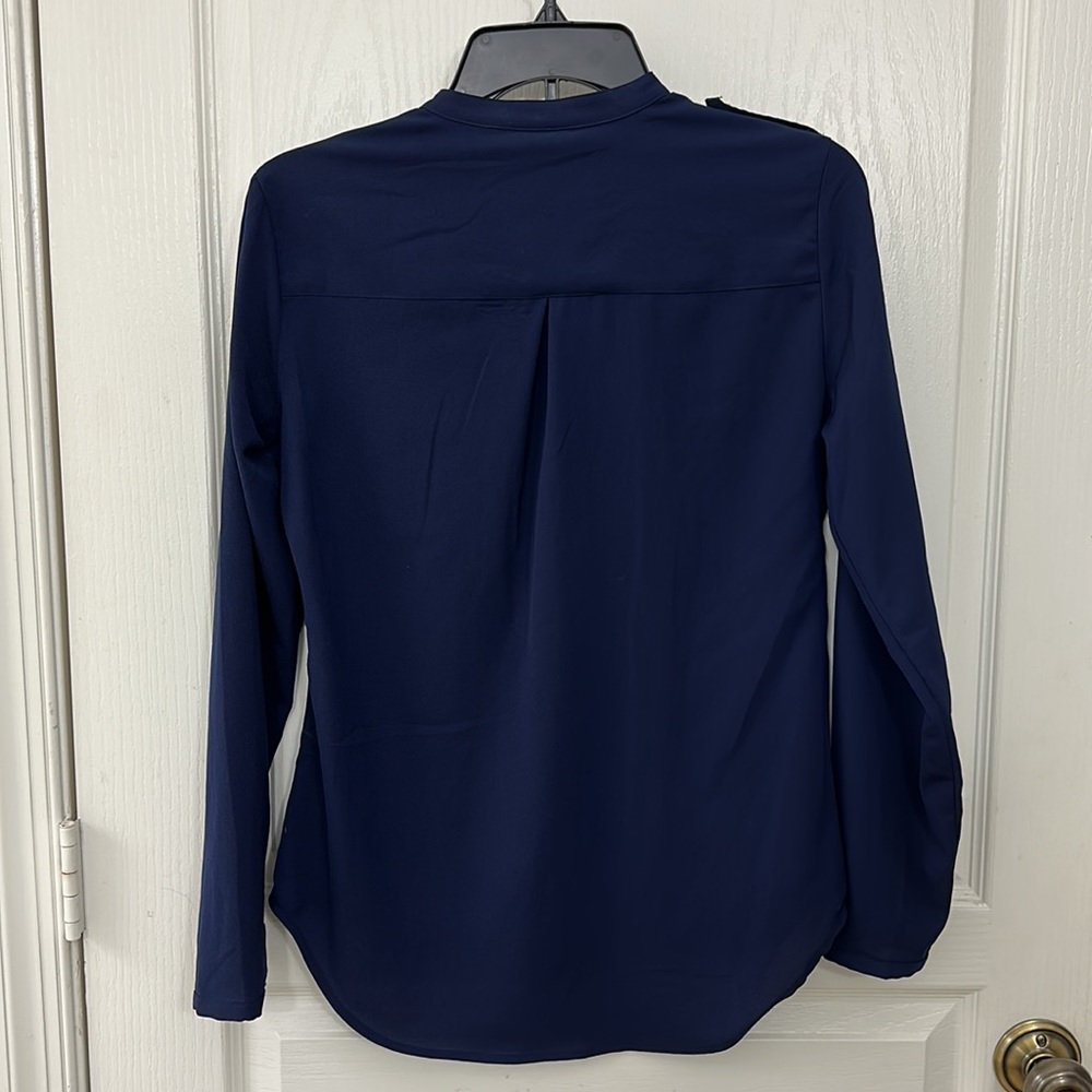 New York & Comp Navy Blue Blouse 100% Polyester Sz XS - Picture 2 of 2